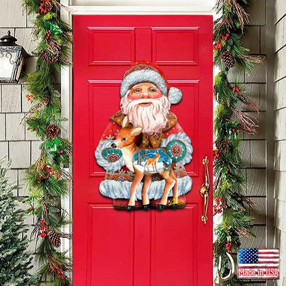 Holiday Fawn Decorative Christmas Door Decor by G. DeBrekht - Christmas Santa Snowman Decor - 8118081H