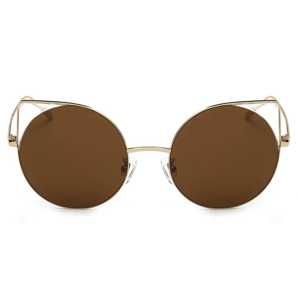 Dublin- Women Mirrored Lens Round Cat Eye Sunglasses