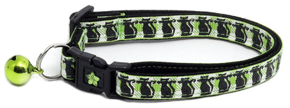 Glittering Black Cats on Plaid Breakaway Cat Collar