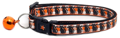 Glittering Black Cats on Plaid Breakaway Cat Collar