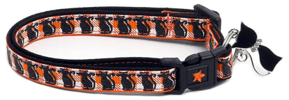 Glittering Black Cats on Plaid Breakaway Cat Collar