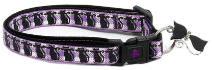 Glittering Black Cats on Plaid Breakaway Cat Collar
