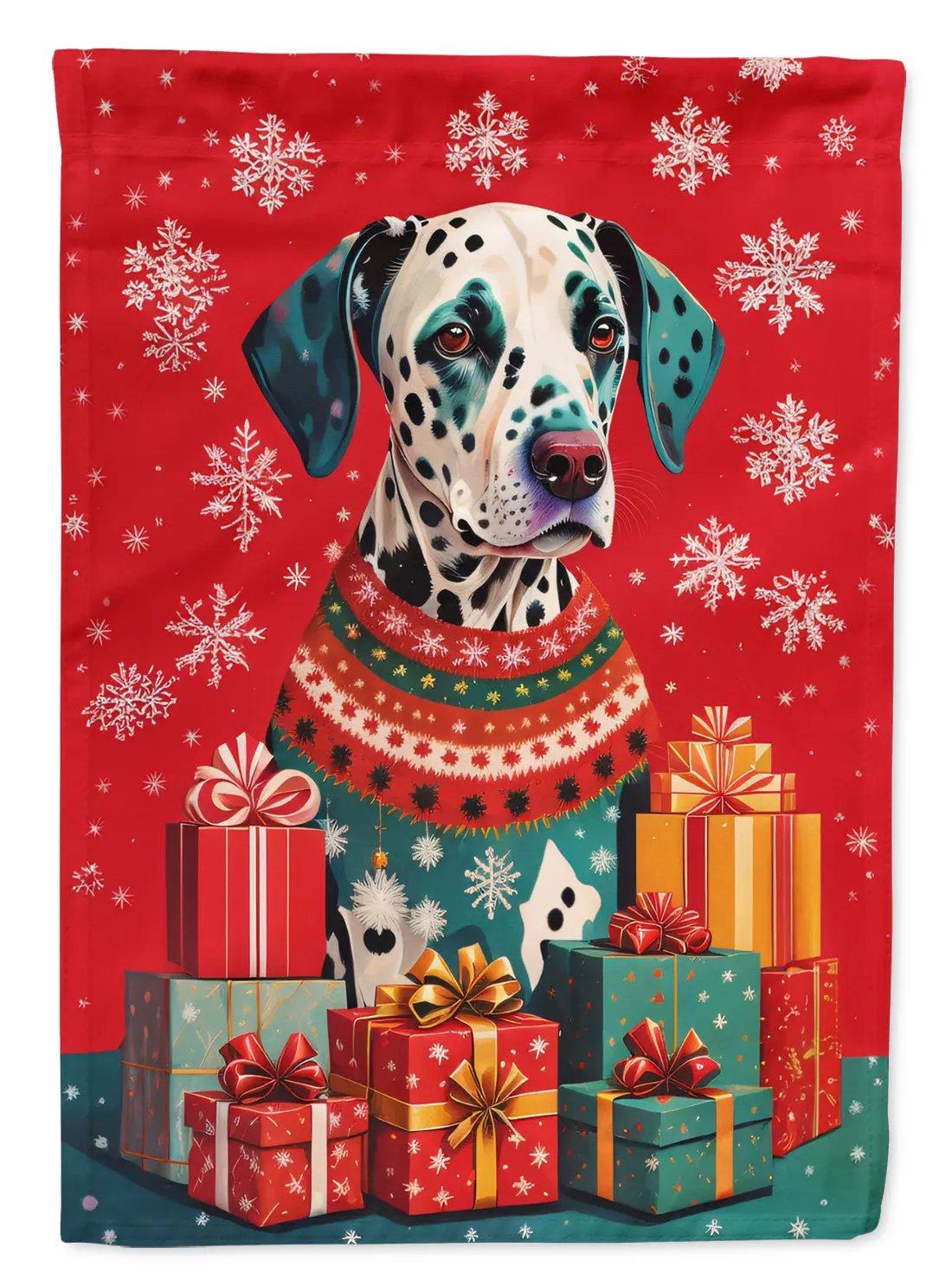 Dalmatian Holiday Christmas House Flag