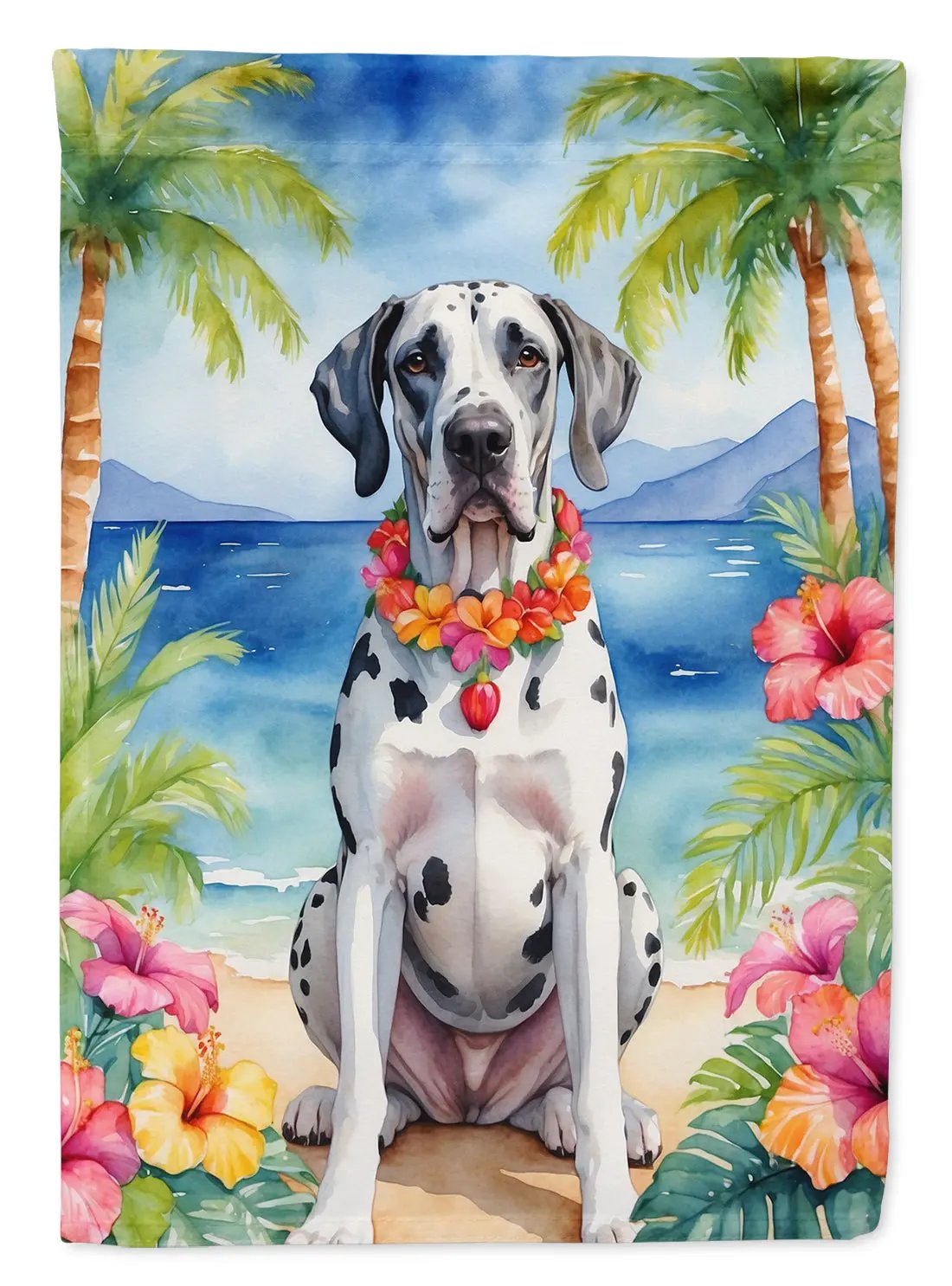 Great Dane Luau Garden Flag
