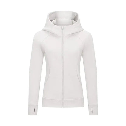 Xsunwing Custom Logo Fitness Coat Sports Wear Outwear Women Running Jackets With Thick Full Zip up Face Hoodie Sweater WDQ028-8