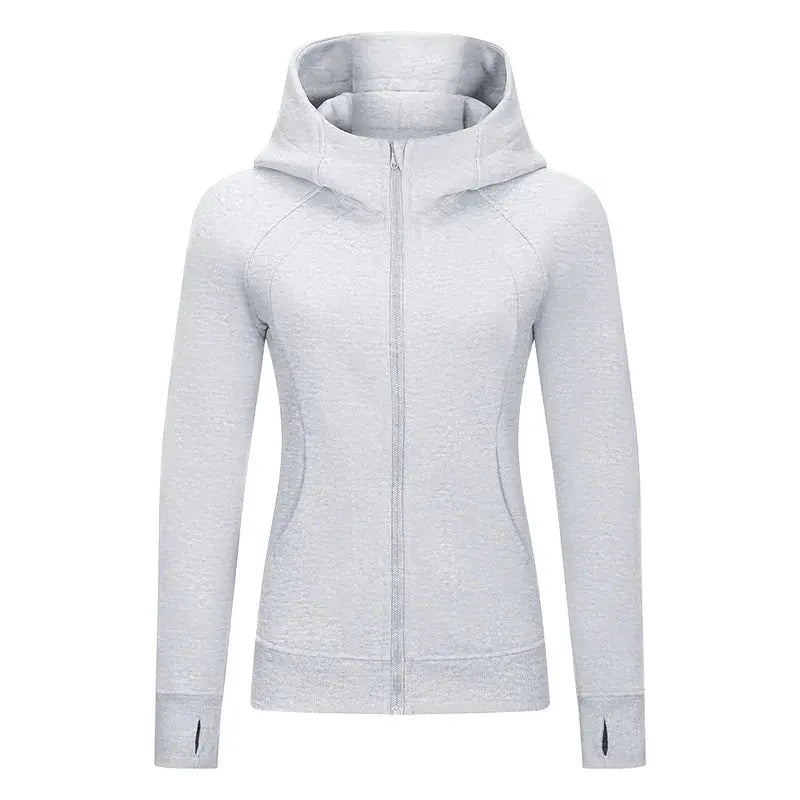 Xsunwing Custom Logo Fitness Coat Sports Wear Outwear Women Running Jackets With Thick Full Zip up Face Hoodie Sweater WDQ028-11