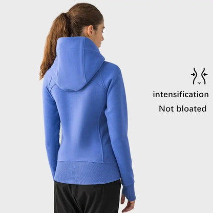 Xsunwing Custom Logo Fitness Coat Sports Wear Outwear Women Running Jackets With Thick Full Zip up Face Hoodie Sweater WDQ028-3