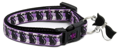 Glittering Black Cats on Plaid Breakaway Cat Collar