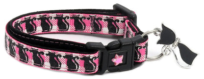 Glittering Black Cats on Plaid Breakaway Cat Collar