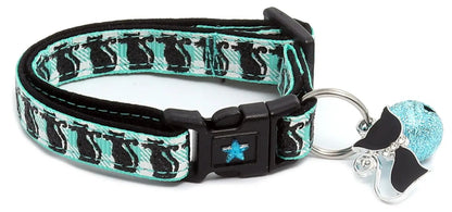 Glittering Black Cats on Plaid Breakaway Cat Collar