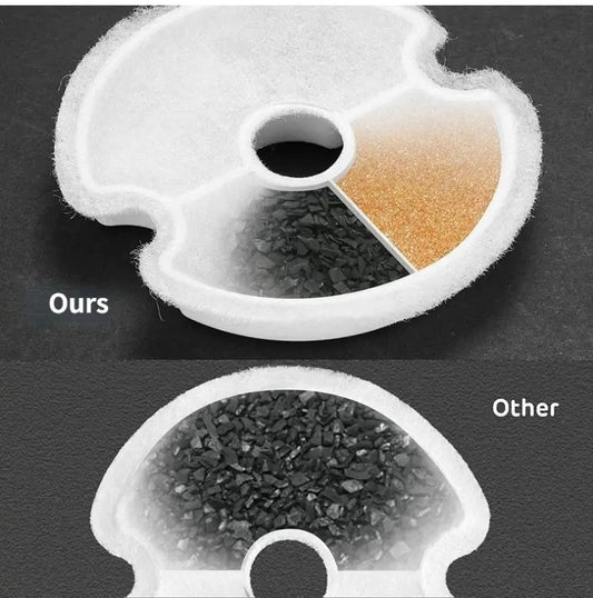Two heart-shaped filters with different materials on a black background