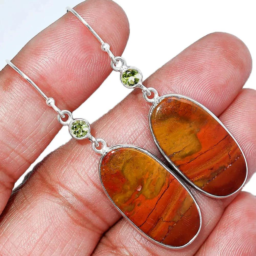 Natural Snake Skin Jasper & Peridot Earrings E-1002 SDE85507