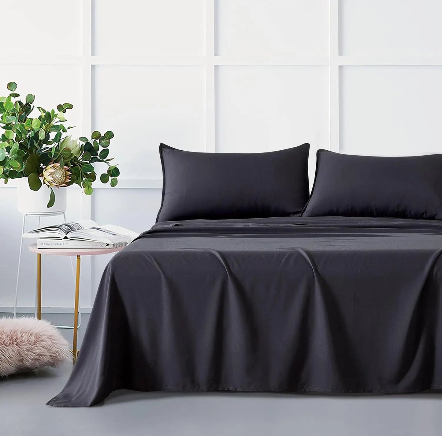 NNEDSZ Bamboo Microfibre Sheet Set - Charcoal - Double