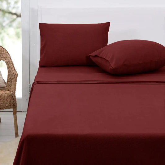 NNEDSZ Sheet Set Double 30cm Wall Burgundy