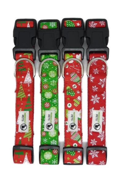 NNEDSZ Christmas Dog Collars Adjustable - Moondidley Pets Medium Red Mittens