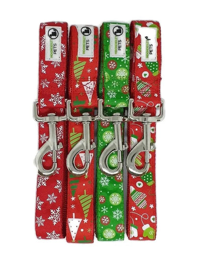 NNEDSZ Christmas Dog Leashes 1.2m - Moondidley Pets Green Snow Flakes