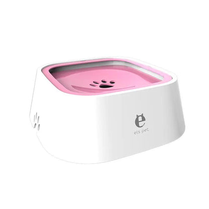 NNEDSZ Pink Anti-Spill Floating Pet Water Bowl for Dogs and Cats - 1L Capacity, Splash-Proof and Anti-Wet Mouth Design
