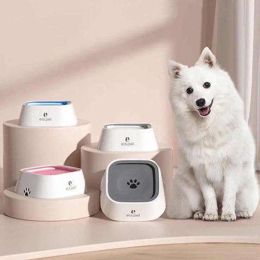 NNEDSZ Grey Anti-Spill Floating Pet Water Bowl for Dogs and Cats - 1L Capacity, Splash-Proof and Anti-Wet Mouth Design