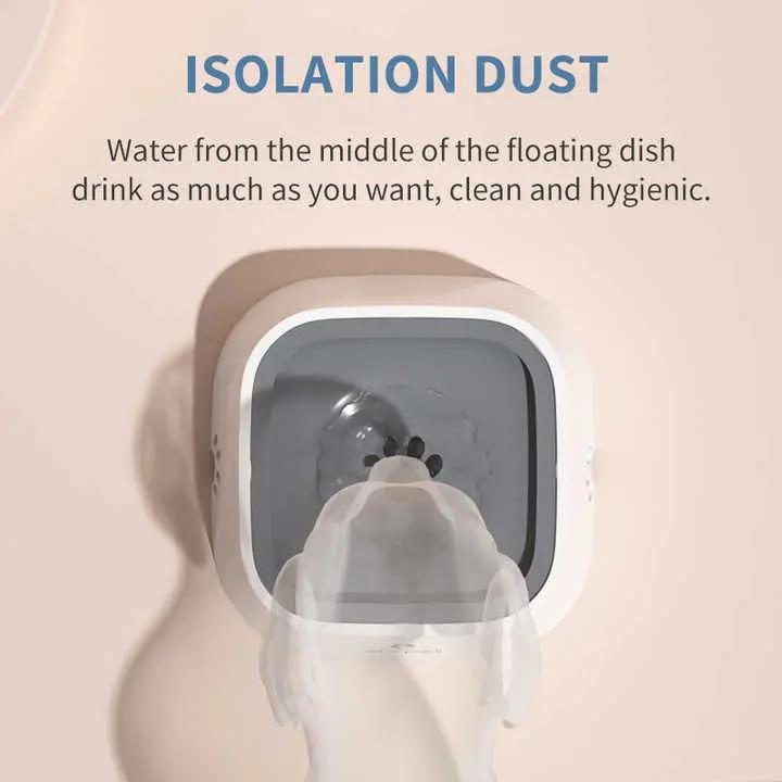 NNEDSZ Grey Anti-Spill Floating Pet Water Bowl for Dogs and Cats - 1L Capacity, Splash-Proof and Anti-Wet Mouth Design