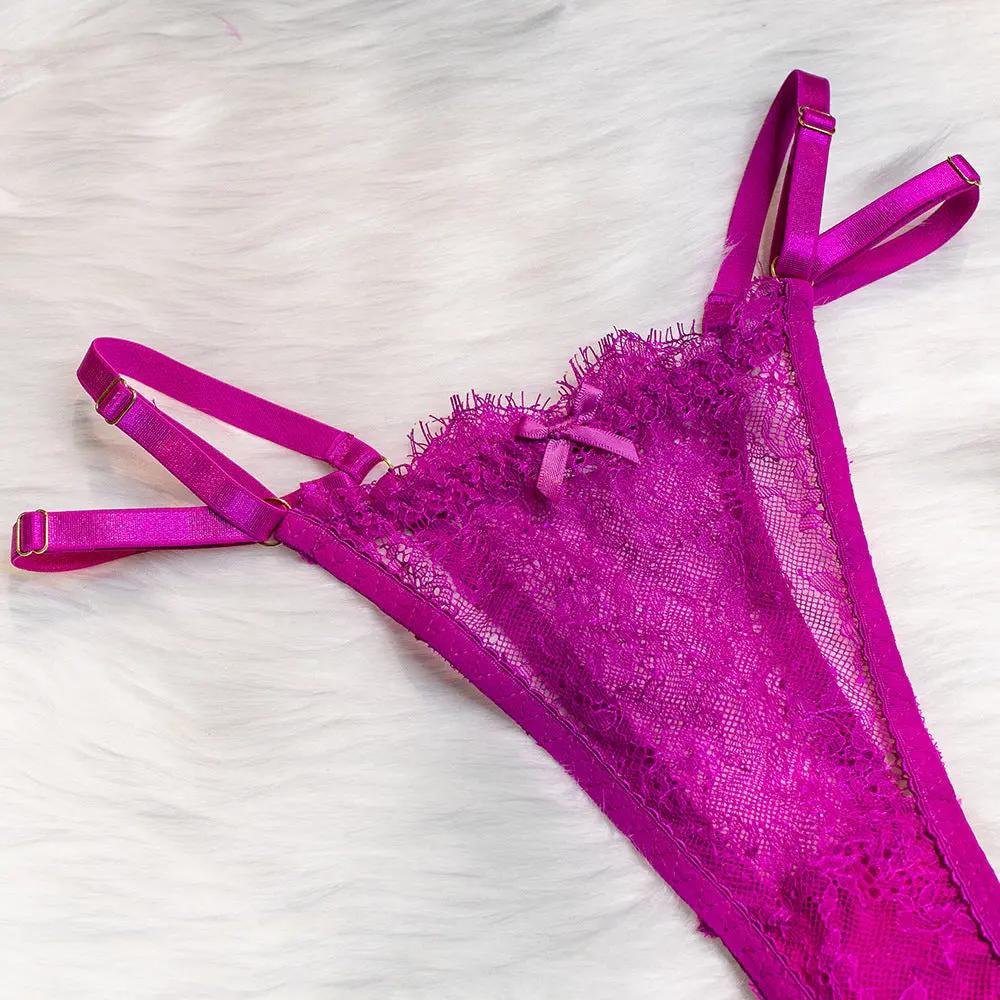 Wholesale Sexy Lace Bra and Panties Set with Feather Details-36