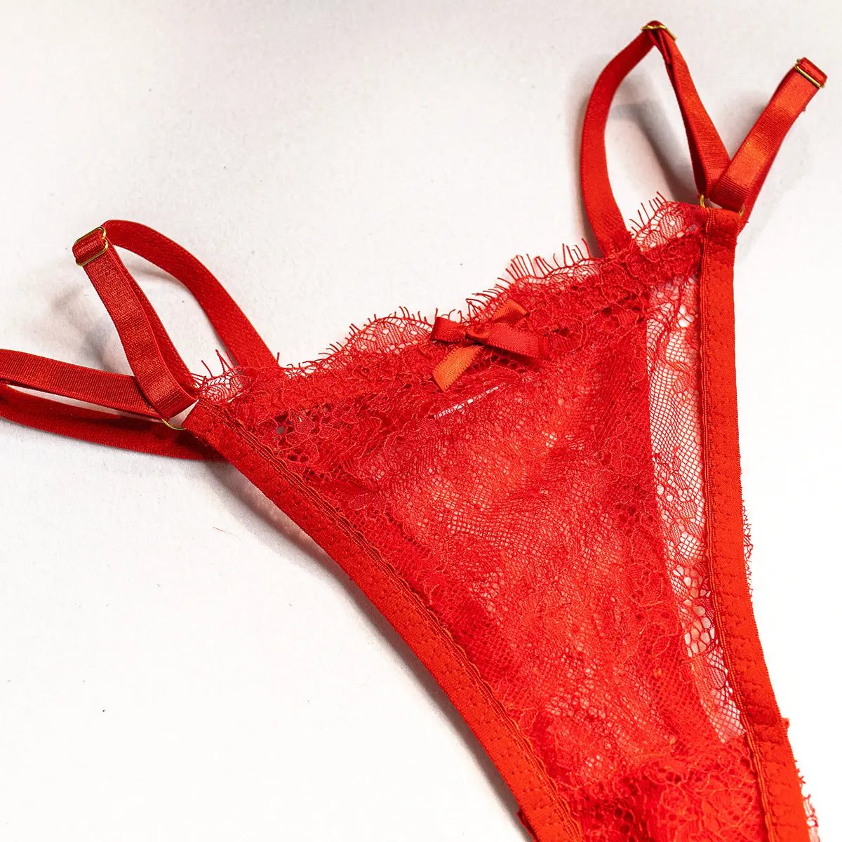 Wholesale Sexy Lace Bra and Panties Set with Feather Details-14