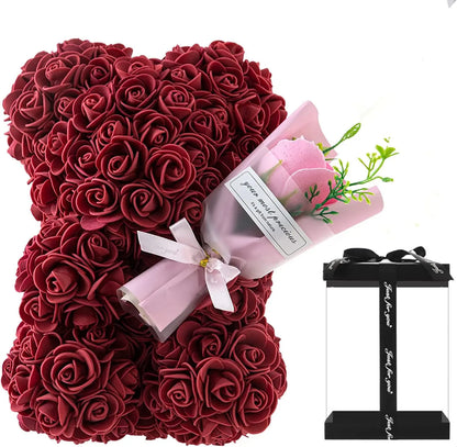 Rose Bear Preserved Fresh Flower Valentine's Day Birthday Gift petsiam