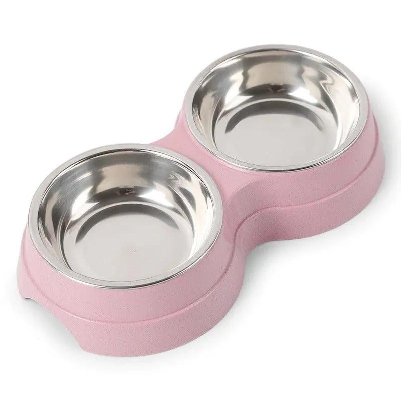 Stylish Stainless Steel Double Pet Feeder - Premium Food And Water Bowls For Cats, Dogs, And Puppies