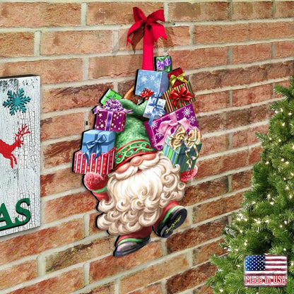 Gift Bag Gnome Wreath Easter Home Decor Large Ornament by D. Gelsinger - Christmas Decor - 8461054H-DG