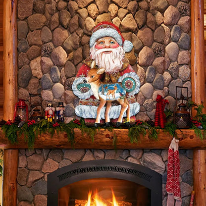 Holiday Fawn Decorative Christmas Door Decor by G. DeBrekht - Christmas Santa Snowman Decor - 8118081H