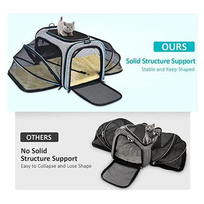 Pet Travel Haven: Expandable And Reflective Cat Carrier For Safe And Comfortable Journeys