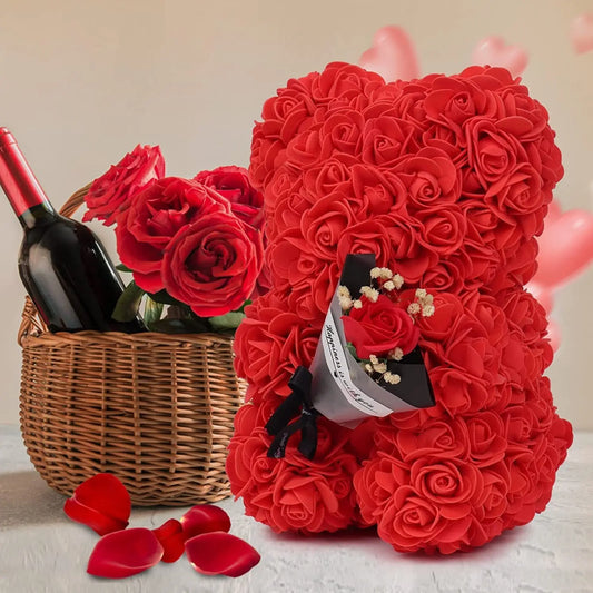Rose Bear Preserved Fresh Flower Valentine's Day Birthday Gift petsiam