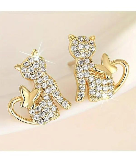 CRYSTAL CAT EARRING