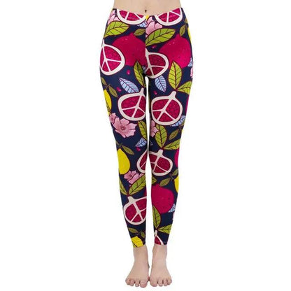 Fashion Women Legging Pink Tropics Printing With Multicolor Pattern Leggins High Elasticity Legins Fitness Pants Leggings