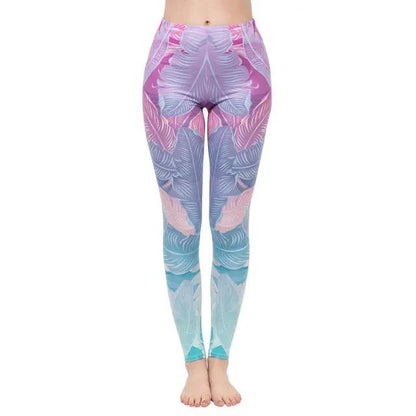 Fashion Women Legging Pink Tropics Printing With Multicolor Pattern Leggins High Elasticity Legins Fitness Pants Leggings