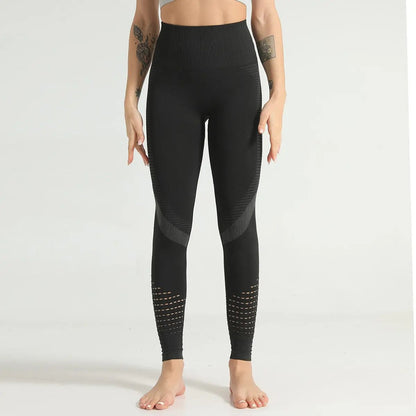 Hollow Out Fitness Gym Leggings Women Seamless Energy Tights Workout Running Activewear Yoga Pants Sport Trainning Wear
