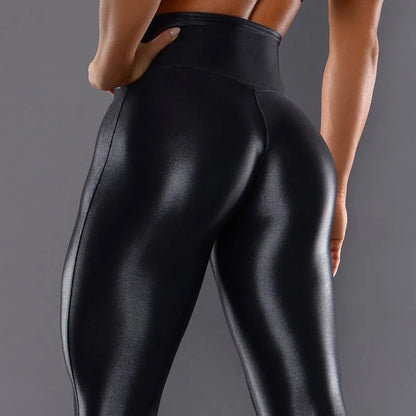 PU Leather Pants Female High Waisted Black Leggings Women Super Stretch Tights Hot Sale energy seamless leggings XS-5XL