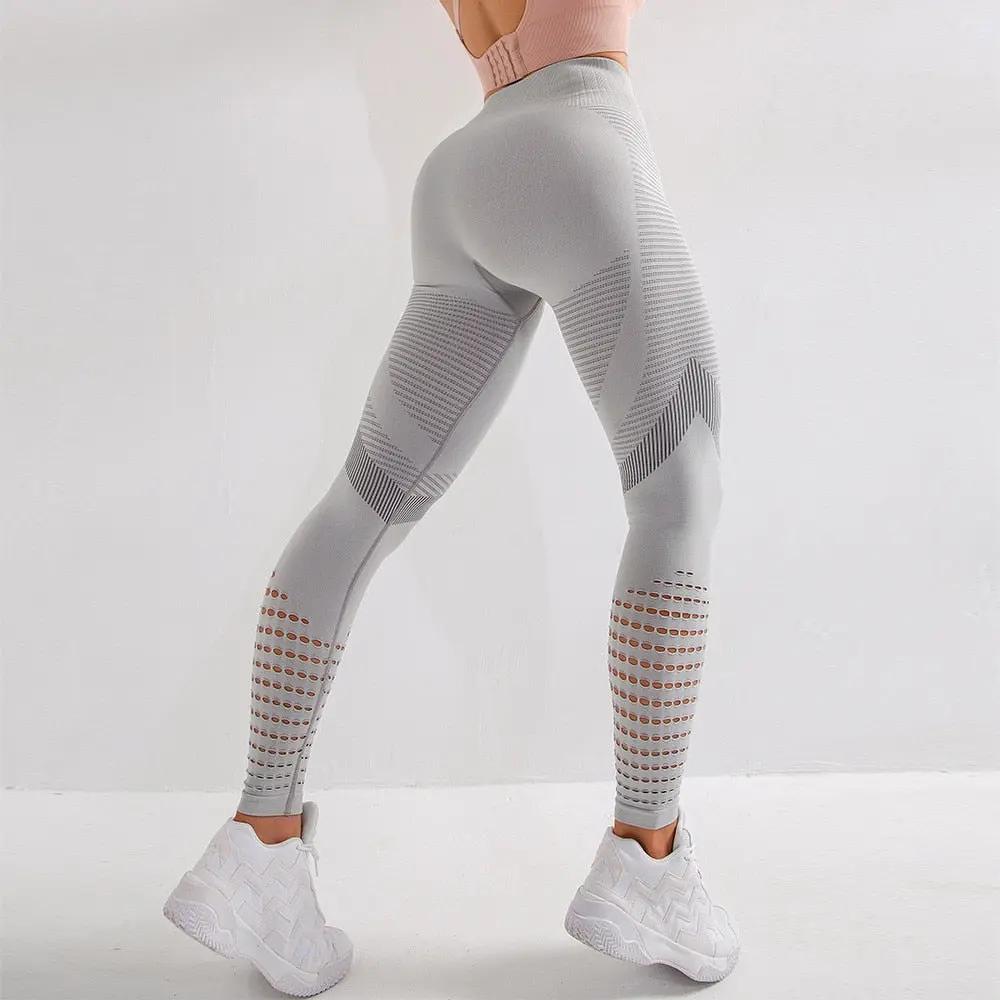Hollow Out Fitness Gym Leggings Women Seamless Energy Tights Workout Running Activewear Yoga Pants Sport Trainning Wear