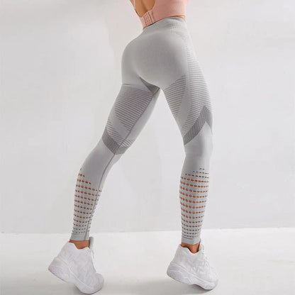 Hollow Out Fitness Gym Leggings Women Seamless Energy Tights Workout Running Activewear Yoga Pants Sport Trainning Wear