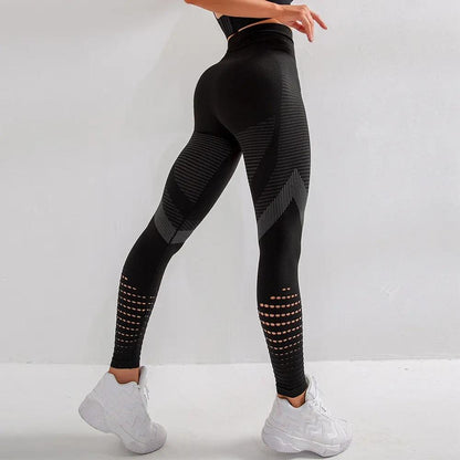 Hollow Out Fitness Gym Leggings Women Seamless Energy Tights Workout Running Activewear Yoga Pants Sport Trainning Wear